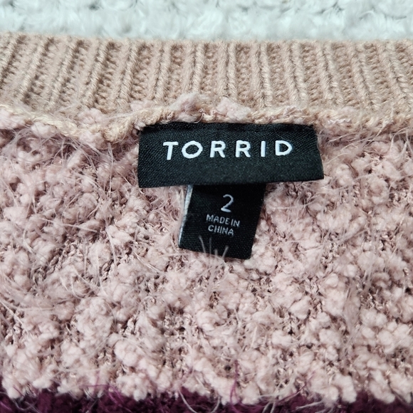 Torrid Popcorn Pullover Textured Drop Shoulder Stripe Sweater Plus Size 2 - Picture 5 of 7